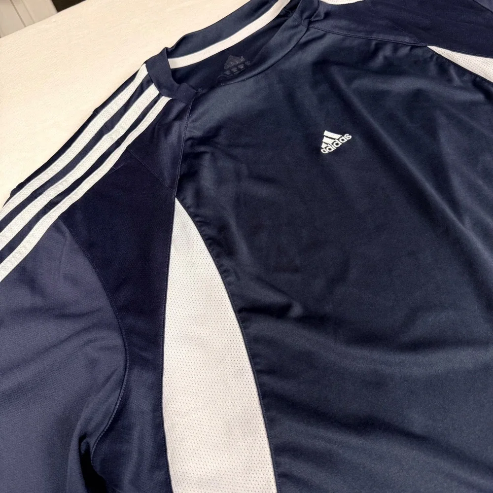Adidas Athletic Shirt 2XL Black‎ White 3-Stripe Mesh Panel Train Gym Basketball